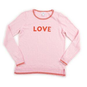 OLD NAVY pink "Love" sweater w/ red trim size S
